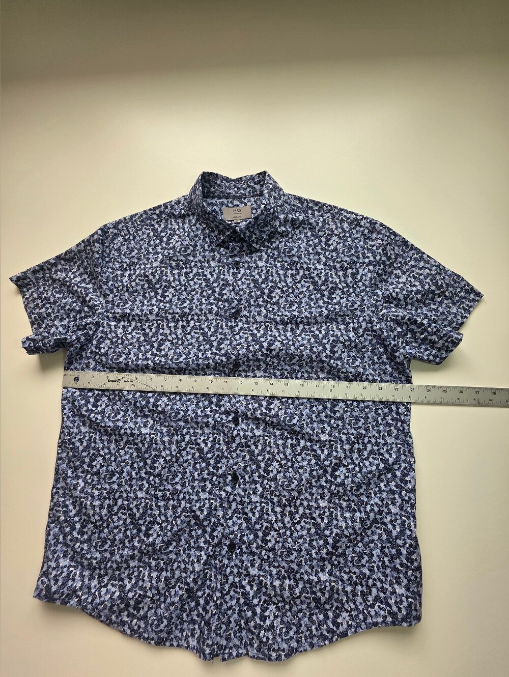 Blue Floral Short-Sleeve Men's Button-Up Shirt